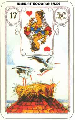 Mme Lenormand Karte Nr. 17: Die St&ouml;rche: Ver&auml;nderung, Umzug